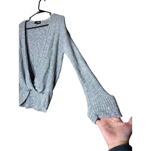 Express Women’s Deep Cut Gray Long Sleeve Top Size XS - Picture 5 of 8